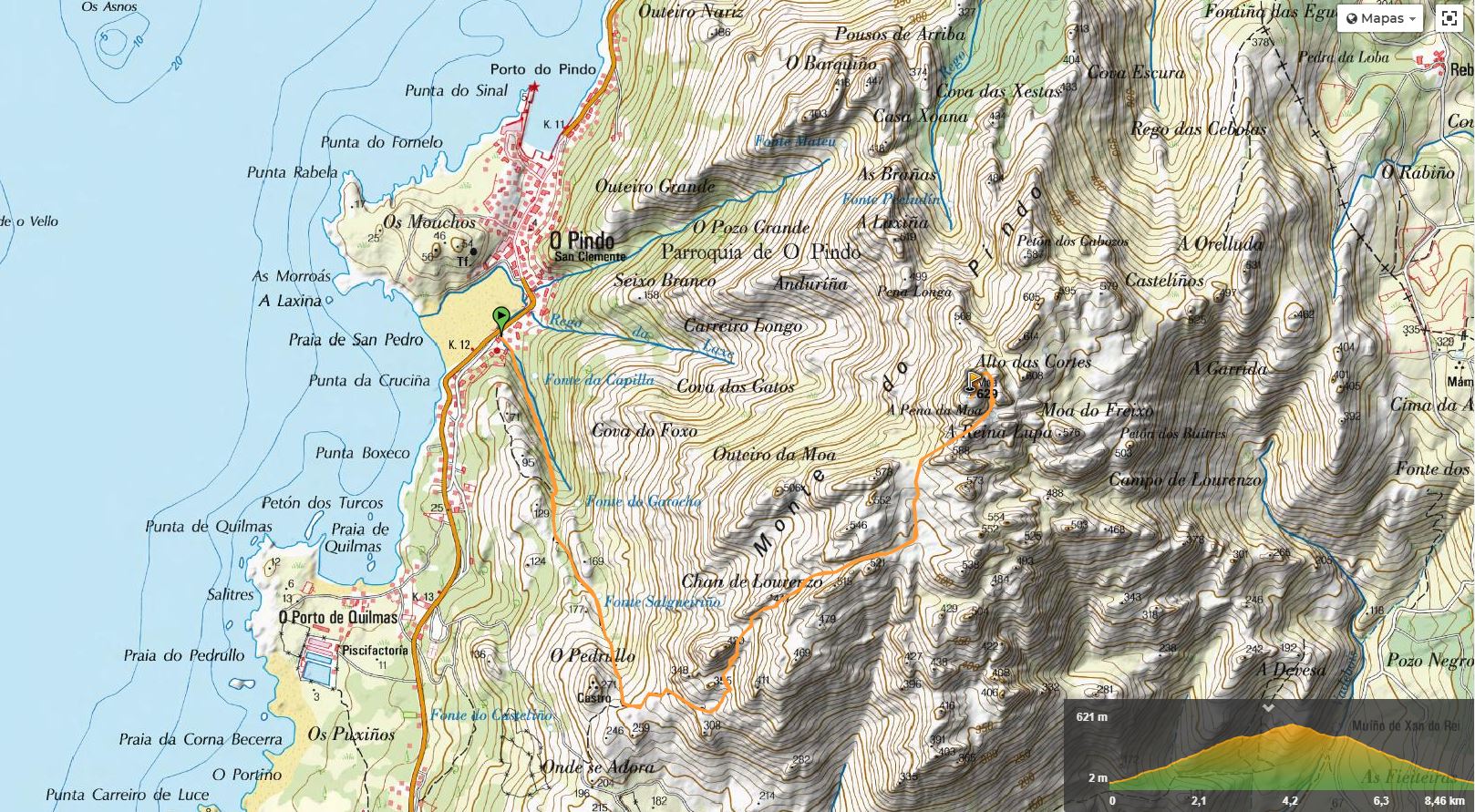 Croquis de la ascensión al Monte Pindo.